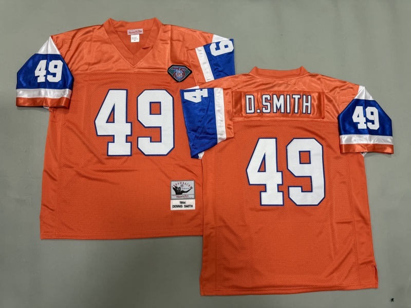 Men 2025 Denver Broncos #49 D.Smith orange Throwback Limited NFL Jersey style 001